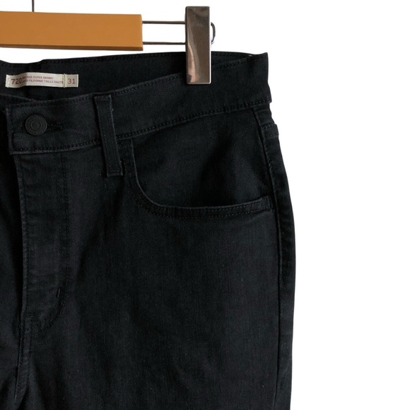 Levi’s 720 High Rise Super Skinny Jeans Size 31 Dark Black Ankle Length Denim - Picture 6 of 15